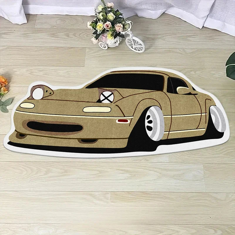 VIKAMA Racing Car Shaped Rug, Soft Comfort Bedside Rug For Bedrooms, Decorative Floor Mat For Boys' Rooms, Home Decor