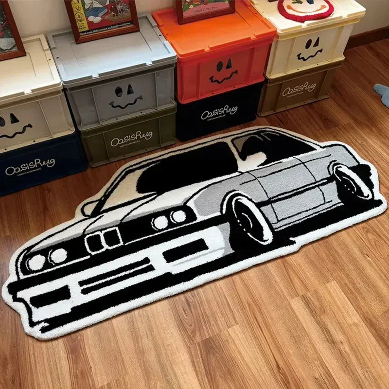VIKAMA Racing Car Shaped Rug, Soft Comfort Bedside Rug For Bedrooms, Decorative Floor Mat For Boys' Rooms, Home Decor