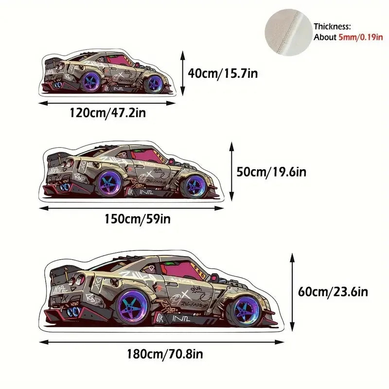 VIKAMA Cool Racing Car Carpet, Durable and Non-Slip, Bedroom and Living Room Decorative Floor Mat, Room Bedside Rug, Home Decor
