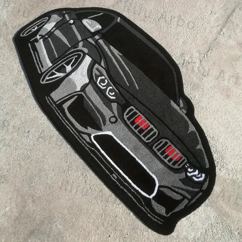 Black German Sports Car Rug