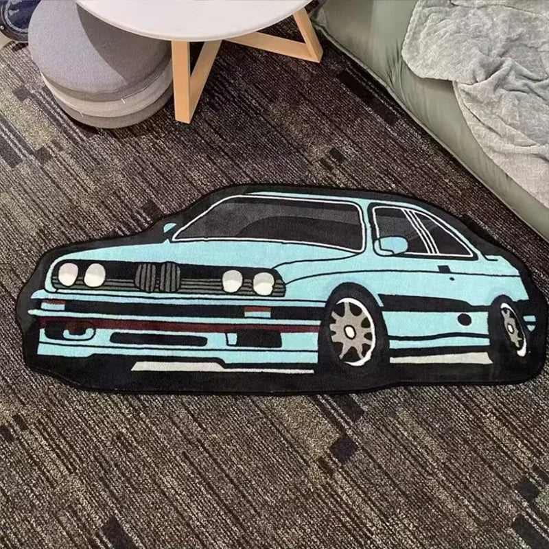 VIKAMA Racing Car Shaped Rug, Soft Comfort Bedside Rug For Bedrooms, Decorative Floor Mat For Boys' Rooms, Home Decor