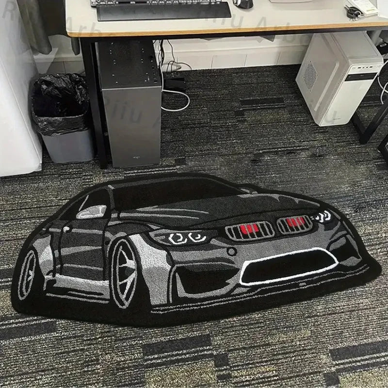 Black German Sports Car Rug