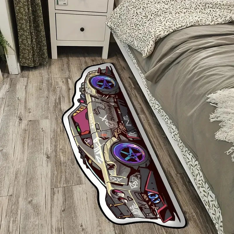 VIKAMA Cool Racing Car Carpet, Durable and Non-Slip, Bedroom and Living Room Decorative Floor Mat, Room Bedside Rug, Home Decor