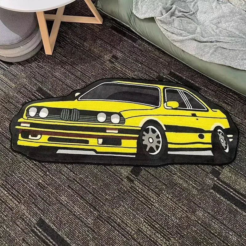 VIKAMA Racing Car Shaped Rug, Soft Comfort Bedside Rug For Bedrooms, Decorative Floor Mat For Boys' Rooms, Home Decor