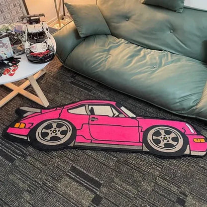 VIKAMA Creative Racing Car Rug, Room Runner Bedside Rug, Gaming Room Floor Mat, Soft Noise-Reducing Home Decor Foot Mat Blanket