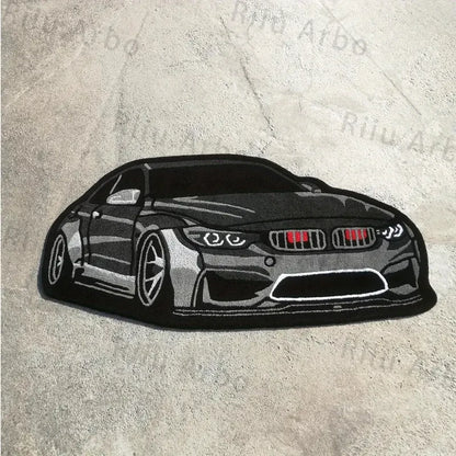 Black German Sports Car Rug