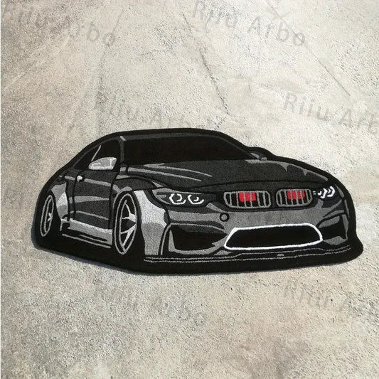 Black German Sports Car Rug