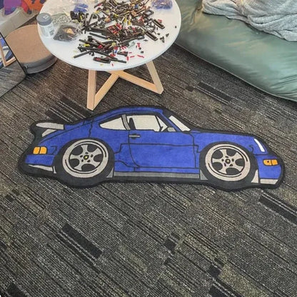 VIKAMA Creative Racing Car Rug, Room Runner Bedside Rug, Gaming Room Floor Mat, Soft Noise-Reducing Home Decor Foot Mat Blanket