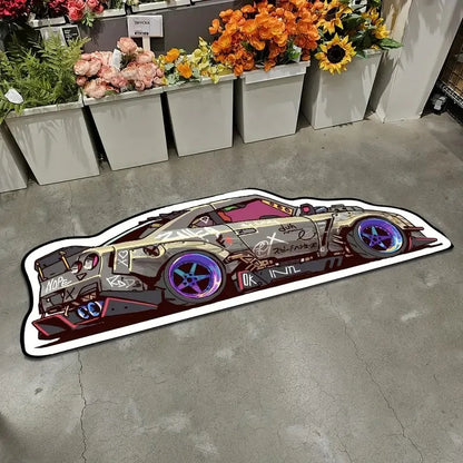 VIKAMA Cool Racing Car Carpet, Durable and Non-Slip, Bedroom and Living Room Decorative Floor Mat, Room Bedside Rug, Home Decor