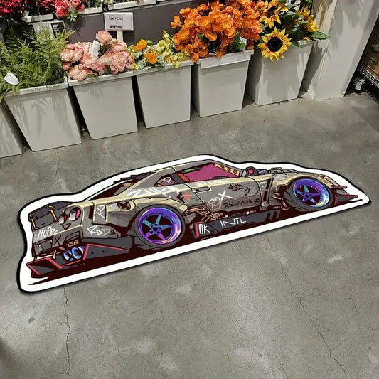 VIKAMA Cool Racing Car Carpet, Durable and Non-Slip, Bedroom and Living Room Decorative Floor Mat, Room Bedside Rug, Home Decor