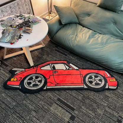 VIKAMA Creative Racing Car Rug, Room Runner Bedside Rug, Gaming Room Floor Mat, Soft Noise-Reducing Home Decor Foot Mat Blanket