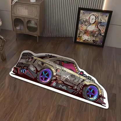 VIKAMA Cool Racing Car Carpet, Durable and Non-Slip, Bedroom and Living Room Decorative Floor Mat, Room Bedside Rug, Home Decor