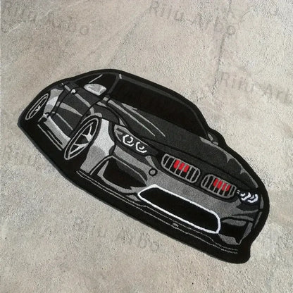 Black German Sports Car Rug
